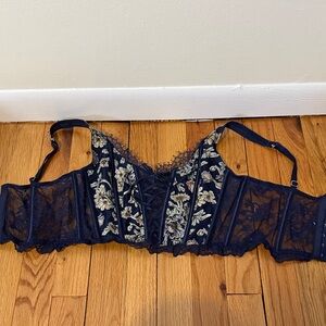 Victoria's Secret Navy Floral Lace Corset